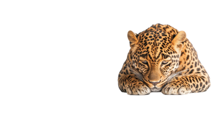 A resting leopard in a natural habitat. transparent background