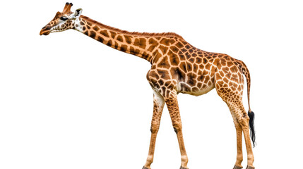 Fototapeta premium A tall giraffe standing gracefully in the wild. transparent background