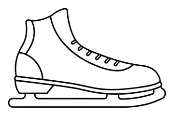 Ice Skating Vector Icon, Skate Shoe Line Art Vector