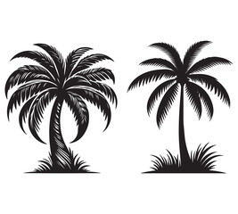 Fototapeta premium Palm tree silhouette vector illustrations