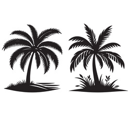 Palm tree silhouette vector illustrations