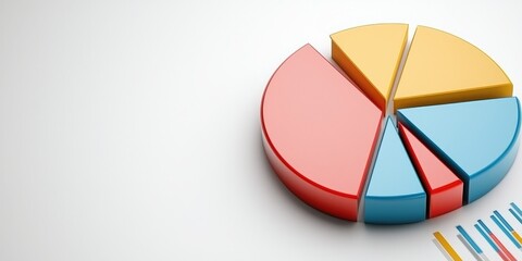 Obraz premium Colorful pie chart representing data analysis and business statistics for effective decision-making.