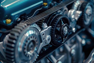 Fototapeta premium Mechanical Parts in an Industrial Design with Metal and Golden Components