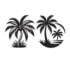 Fototapeta premium Palm tree silhouette vector illustrations