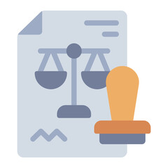 Legal document with Stamp flat icon