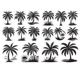 Palm tree silhouette vector illustrations