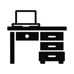 Silhouette office desk with drawer  vector icon design