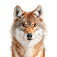 Fototapeta premium The illustration of a wolf showcases the majestic creature's piercing eyes, sleek fur, and powerful stance, with every detail meticulously captured against a clean white background