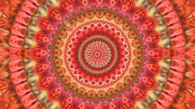 Abstract circular pattern in red, orange, yellow, and green colors with a bright center.