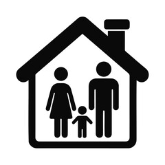 Silhouette a family within a house vector icon design