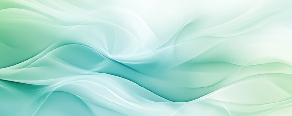 Fototapeta premium Soft, flowing abstract waves in green and blue tones, creating a calming visual effect.