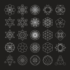 Set of sacred geometry vector design elements. Alchemy, religion, philosophy, spirituality, hipster symbols and elements