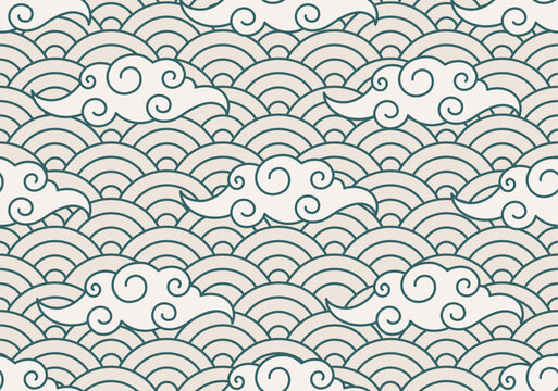 Horizontal Japanese Seamless Vintage Pattern