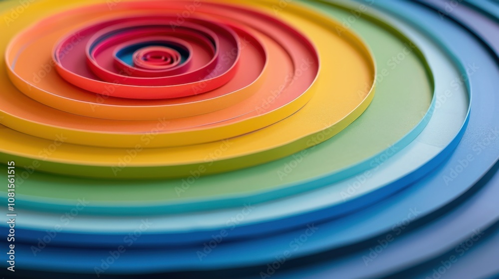 Poster colorful concentric circles expanding outward, symbolizing the growth and evolution of inclusive pra