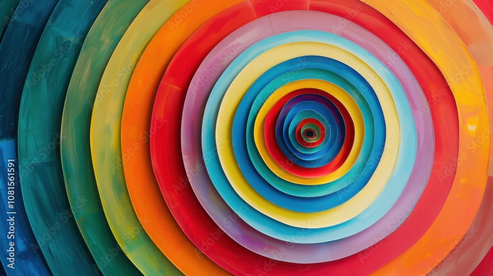 Poster colorful concentric circles expanding outward, symbolizing the growth and evolution of inclusive pra