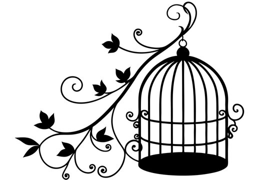 recommend clip art: Delicate Floral Bird Cage Silhouette.