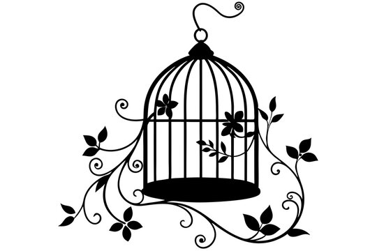 recommend clip art: Delicate Floral Bird Cage Silhouette.
