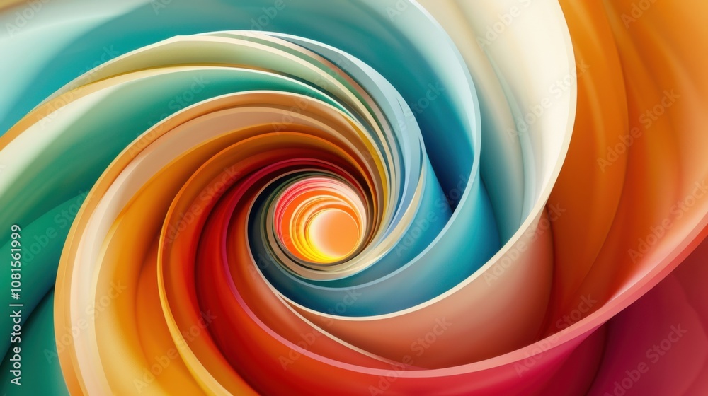 Poster colorful spirals expanding from the center outward, representing the growth and spreading influence 