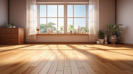 innovative interior design idea. Room with hardwood floors and an unusual light shadow  