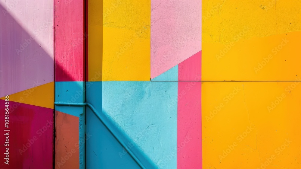 Poster embracing diversity through abstract shapes in vibrant hues, symbolizing unity and harmony, photogra