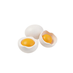 Whole and Cracked Eggs with Vibrant Yellow Yolk