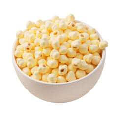 White Bowl of Creamy Puffed Snacks in Close-Up