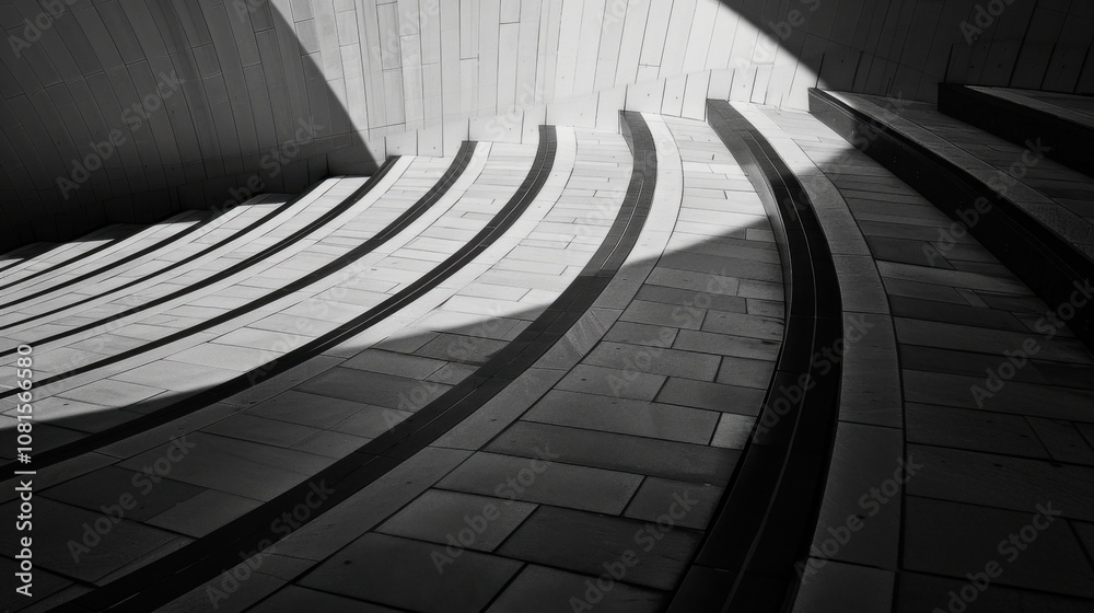Aufkleber Equitable pathways represented by dynamic lines in contrasting tones, symbolizing progress towards inclusiveness, photography style