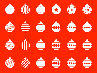 フラットクリスマスボールオーナメントマークフルセットA：白