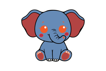 cute elephant cartoon silhouette vector illustration isolated on white background kids books coloring pages line art.