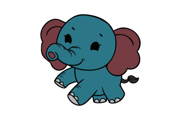 baby elephant silhouette vector for kids colour books color page isolated on white background