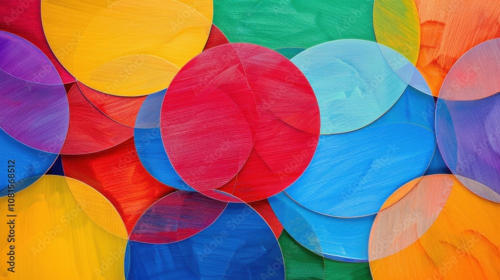 Aufkleber harmony in diversity, with overlapping circles in harmonious colors, symbolizing cooperation and uni