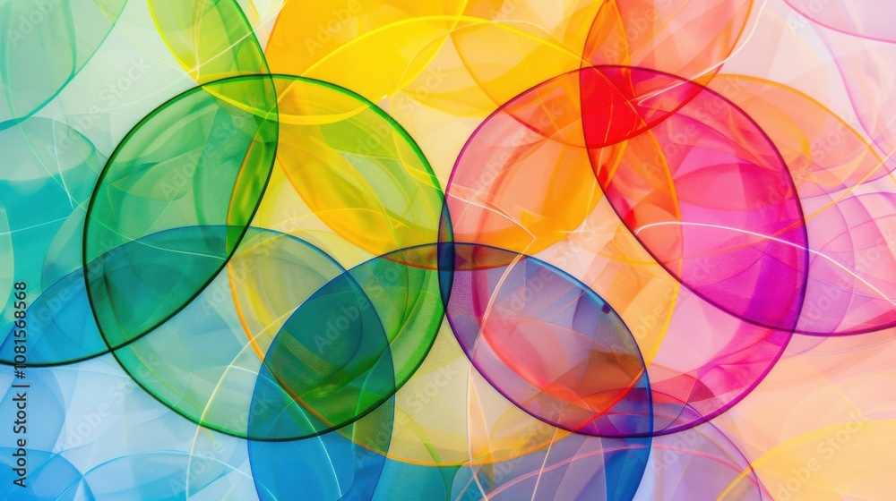 Aufkleber Harmony in diversity, with overlapping circles in harmonious colors, symbolizing cooperation and unity