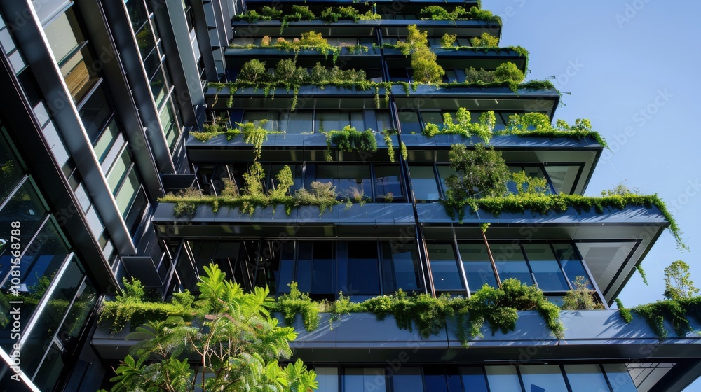 Poster Inclusive architecture depicted by a modern building designed with accessibility features and green spaces, Reflecting urban inclusivity, photography style