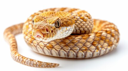 Obraz premium A Stunning Snake Coiled and Poised, Capturing Nature's Intricate Beauty and Power in Detail