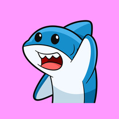 Friendly Waving Shark Cartoon Illustration