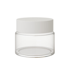 Blank Transparent Container Closed with White Lid with Empty Space for Mockup