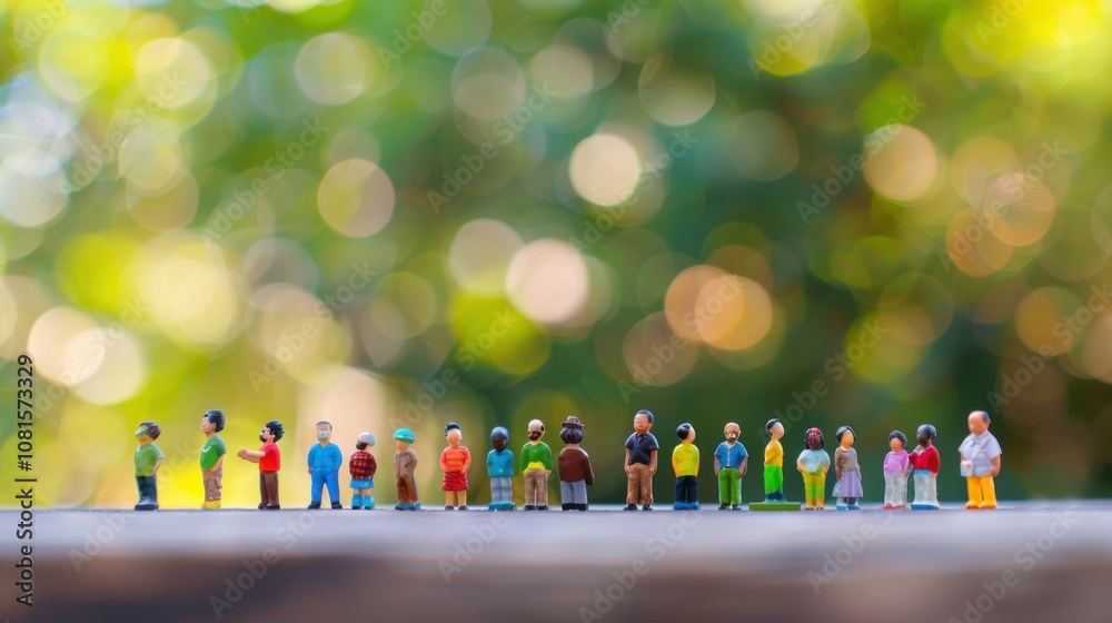 Aufkleber miniature figures of different ethnicities and abilities positioned against a softly blurred school 
