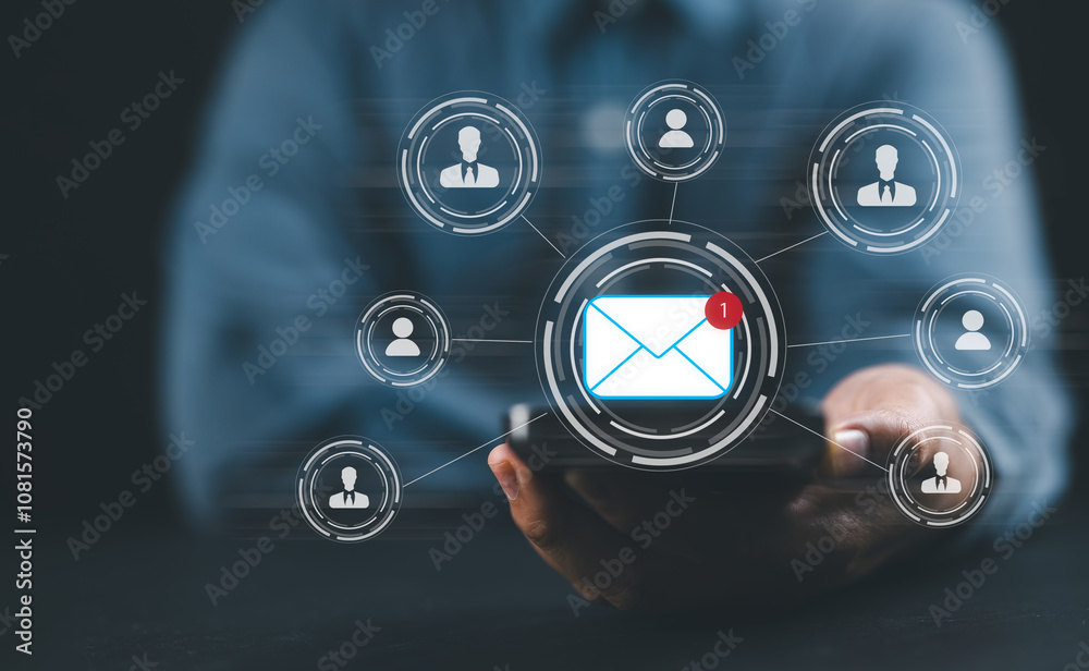 Leinwandbilder Direct selling projects in business List of customers who want to send by email, Send bulk documents via email, Online people network.