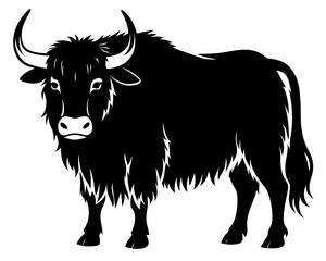 Yak Silhouette, Farm Animal Digital Art, Printable Yak Cow vector