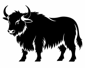 Yak Silhouette, Farm Animal Digital Art, Printable Yak Cow vector