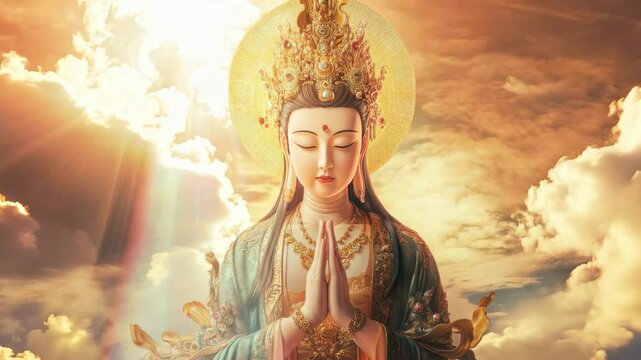 Guanyin Bodhisattva in the wind and clouds