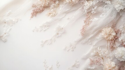 Delicate Elegance - Dreamy Wedding Season Background with Soft Florals and Lace in Pastel Tones