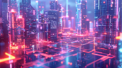 Fototapeta premium Futuristic Cityscape 3D Render