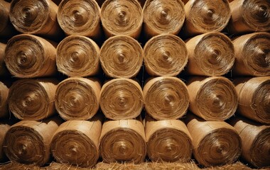 Hay Bales Background with Straw Texture and Warm Rustic Lighting