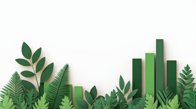 Financial Chart with Renewable Icons Showing Eco-Friendly Stock Growth Backdrop