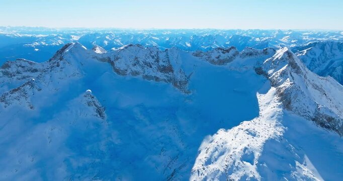 Aerial view of Dagu glacier snow mountain summit at Sichuan China