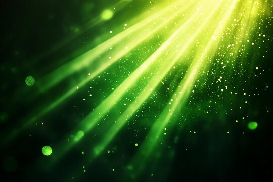 A green flare with a gradient fade and soft rays, creating an organic, natural look on black, green rays