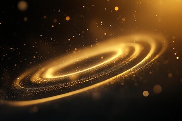 A bright gold flare with circular rings and subtle sparkles, adding a luxurious feel on black, gold sparkle