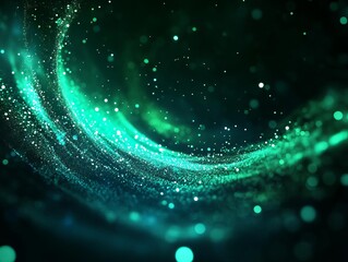 A blue and green flare with a circular glow and tiny sparkling particles for a futuristic vibe, bluegreen glow