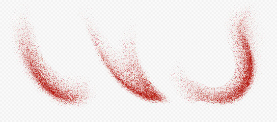 Chili powder splash, dried pepper explosion, flying spicy paprika burst, dynamic seasoning splatter. Vector illustration.